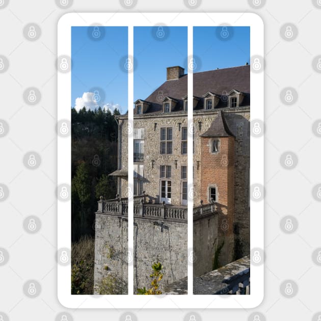 Modave Castle is also known as the Castle of the Counts of Marchin. Liege Province. Autumn sunny day. (vertical) Sticker by fabbroni-art